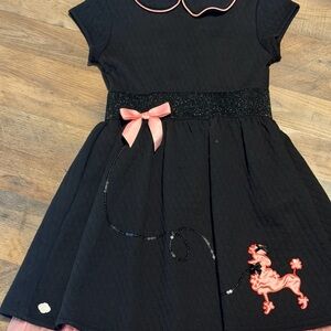 American Girl Beforever Black Dress with Pink Poodle Design size 16 girl